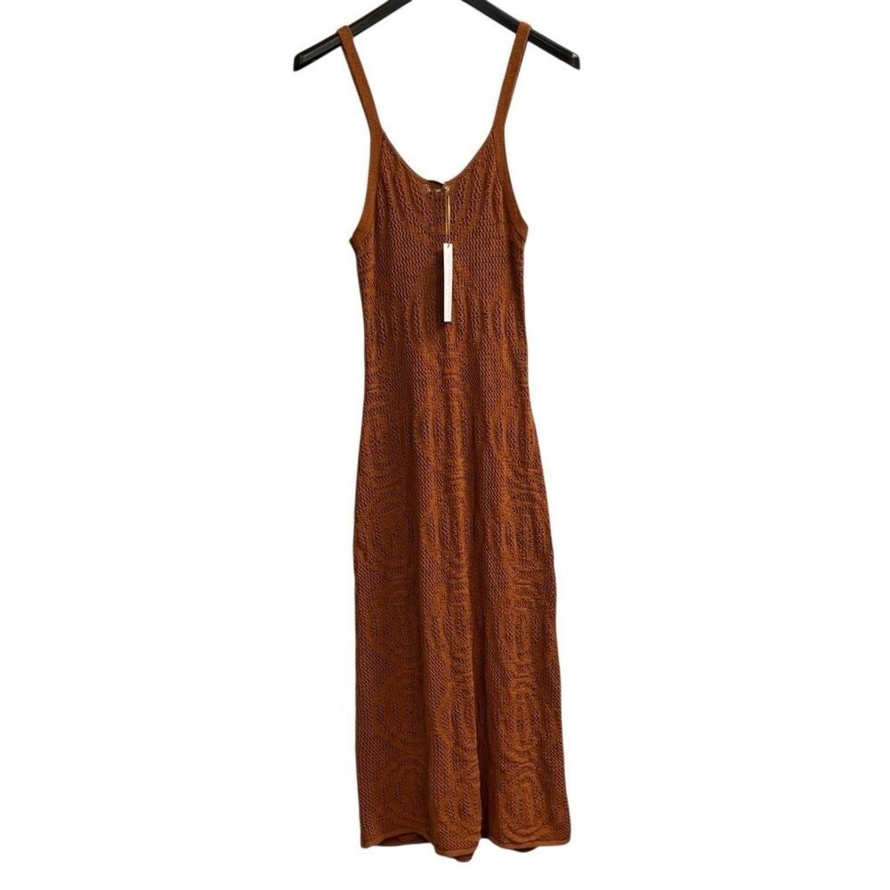 House of Harlow 1960 Rust Brown Crochet Knit Midi Dress Mens Size Medium NWT